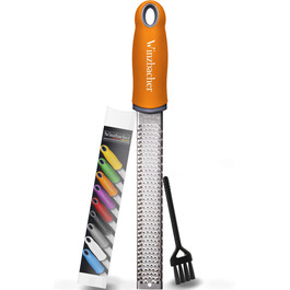 Преміум тертка для цитрусових та імбиру: терка для пармезану, лимону, мускатного горіха та ін. з нержавіючої сталі, стійка до миття в посудомийній машині, з захистом та щіткою для чищення (Burnt Orange | Orange)