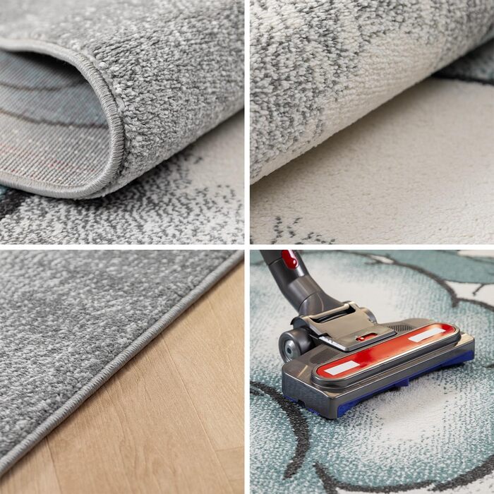 Дитячий килим круглий Elefant, короткий ворс, 120 см, блакитно-сірий. Килим в дитячу кімнату для дівчаток та хлопчиків, м'який, антиалергенний