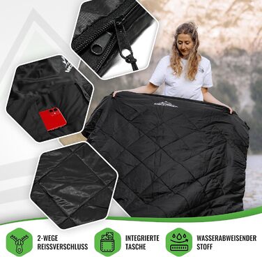 Mountrex Double Sleeping Bag - Summer Sleeping Bag for 2 People (210 x 150cm) - Double Sleeping Bag - XXL Summer Sleeping Bag with 2 Pillows for Adults - Camping, Outdoor & Indoor Use - Black