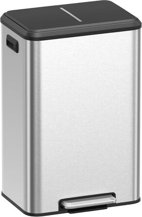 Відро для сміття SONGMICS 40 л з кришкою, педальним механізмом, Soft-Close, утримуванням кришки, срібне, LTB541E40