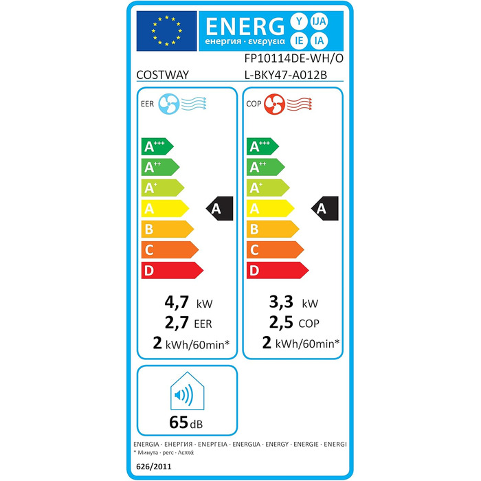 Мобільний кондиціонер COSTWAY 14000 BTU з випускним шлангом: охолодження, обігрів, осушення, вентиляція, нічний режим. Для приміщень до 135 м³, з пультом ДУ/додаток, таймер 24h, 4100W, ≤57dB (білий)