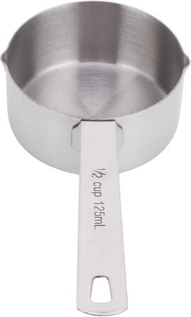 Stainless steel measuring cup 304, metal measuring spoons, baking measuring spoons with scale, cake measuring spoons for the kitchen, kitchen scale (size: 1/3 cup 80 ml) (1/2 cup 125 ml)