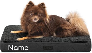 Ортопедичне ліжко для собак Lionto, 60x40x8 см, міцне, з м'яким плюшем, знімний та пральний чохол, водовідштовхувальне, для собак та котів (60x40x8 см, чорне)