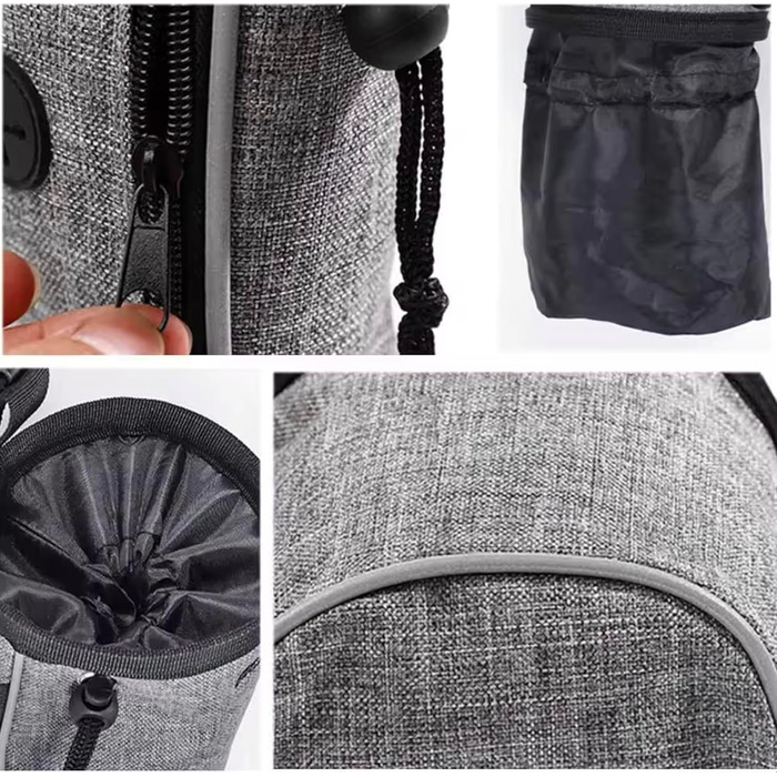 Сумка для тренувань з ласощами для собак, цуценят, сіра. Зручна для прогулянок та подорожей