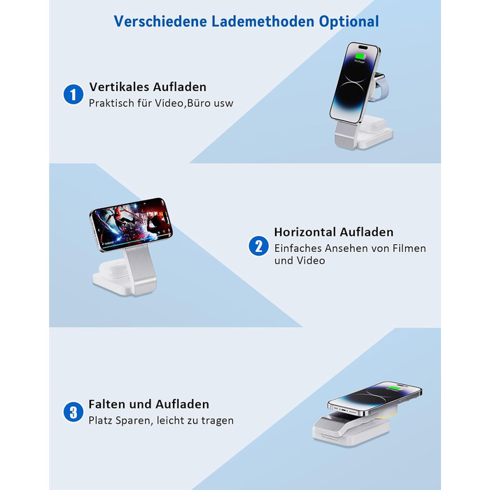 3-в-1 Станція Бездротової Зарядки: iPhone, Apple Watch, AirPods (Біла)