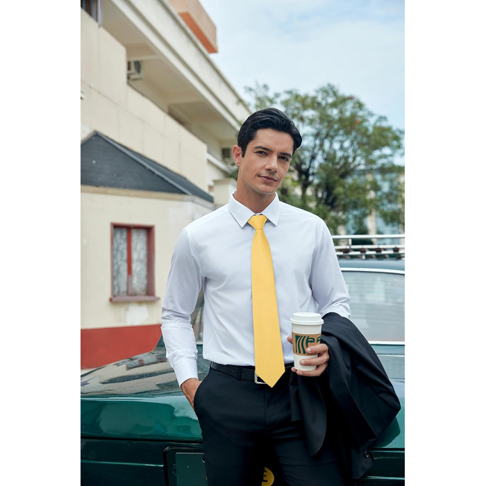 Краватка чоловіча Enlision однотонна для весілля з нагрудником, комплект, формальна краватка та кишеньковий хустинка (жовта)