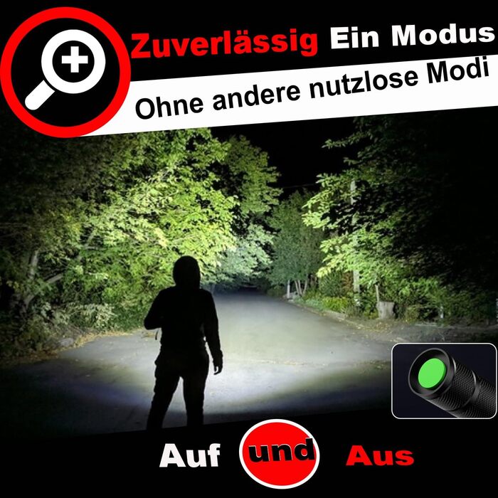Набір ліхтариків Modus Extrem Hell 4 шт. - потужні LED ліхтарики з алюмінію, 2000 люмен, водонепроникні (IP65), з функцією зуму, для кемпінгу, туризму, надзвичайних ситуацій, подарунок, чорний
