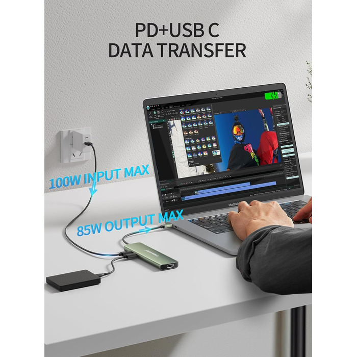 Док-станція Lemorele 2025 Upgrade: USB-C/A, 10Gbps, 3 монітори, 14 в 1, HDMI 4K, Ethernet, USB 3.2/2.0, VGA, Type-C 3.1, PD 100W, SD/TF, для Windows, MacBook (зелена)