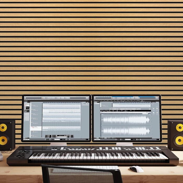 Акустичні панелі TONOR самоклеючі для звукоізоляції, 120x60x1.9 см, шумопоглинаючі панелі для студії, офісу та дому, колір Тик (набір 4 шт)