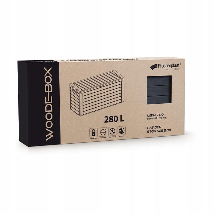 Садова скриня WOODEBOX 280л, антрацит - Prosperplast MBWL280-S433