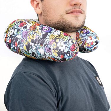 Подушка для подорожей I-TOTAL® з підтримкою шиї, м'яка, з принтом графіті