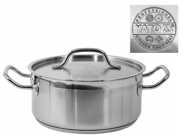 Низька каструля з кришкою, нержавіюча сталь 21/0, 24x11 см, 5 л YATO YG-00041