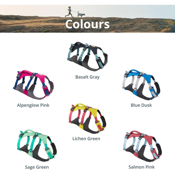 Шлейка для собак Ruffwear Flagline з ручкою, легка, регульована, 3 точки кріплення для повідка, посилена стрічка, міцний металевий V-кільце, Базальтовий сірий, розмір Small