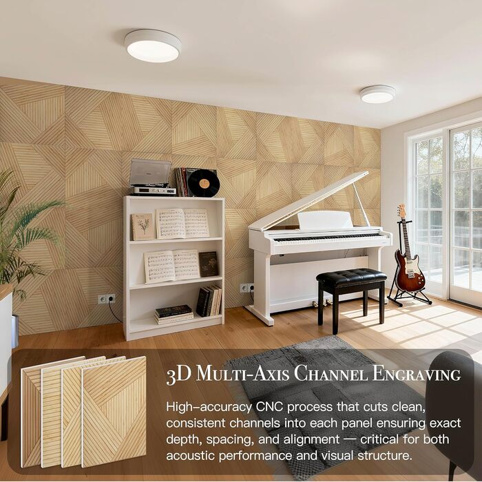 Акустичні настінні панелі Soon Global для звукоізоляції, декоративні поглинаючі панелі з дерева, 121,9 x 81,3 см, колір Блакитно-зелена аура