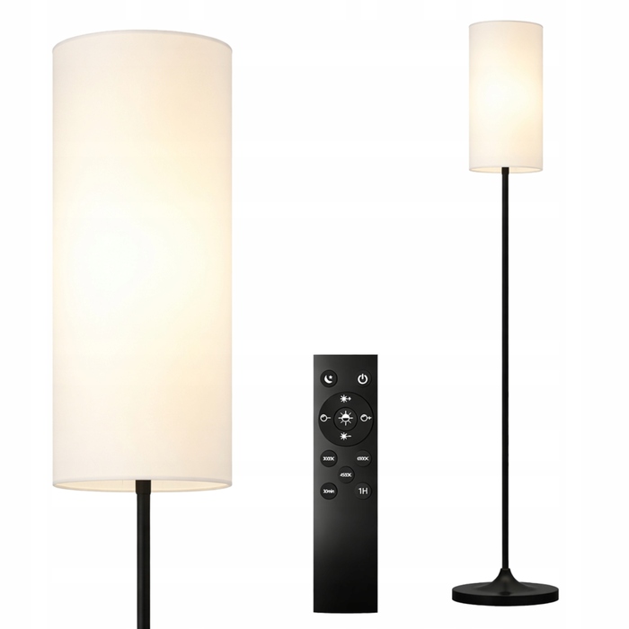 Підлогова LED-лампа чорна, торшер для читання в вітальню, 160 см + пульт керування