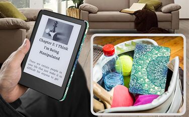 Чохол TOKILO для Kindle 6' E-Reader (11-го покоління 2024/2022), м'яке PU-шкіряне покриття з авто-ввімкненням/вимиканням, не сумісний з iPad/Kobo/Tolino/Pocketbook/Sony E-Book Reader, темно-синій (Smaragd Illusionen.)