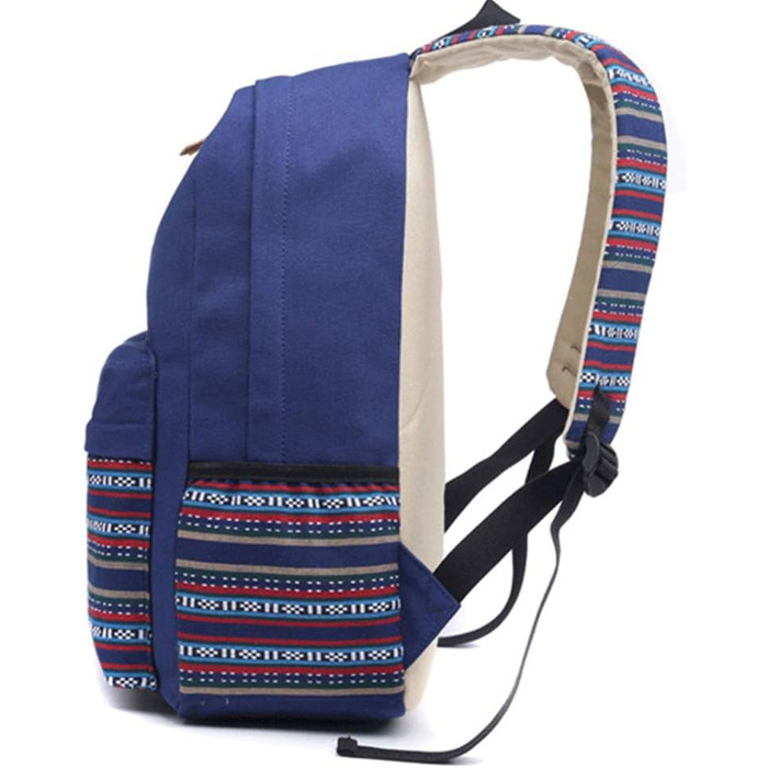 Жіночий/Дівчачий Рюкзак у Стилі Vintage з Смугами. Чорний рюкзак для підлітка, дівчини, студентки. З канвасу.