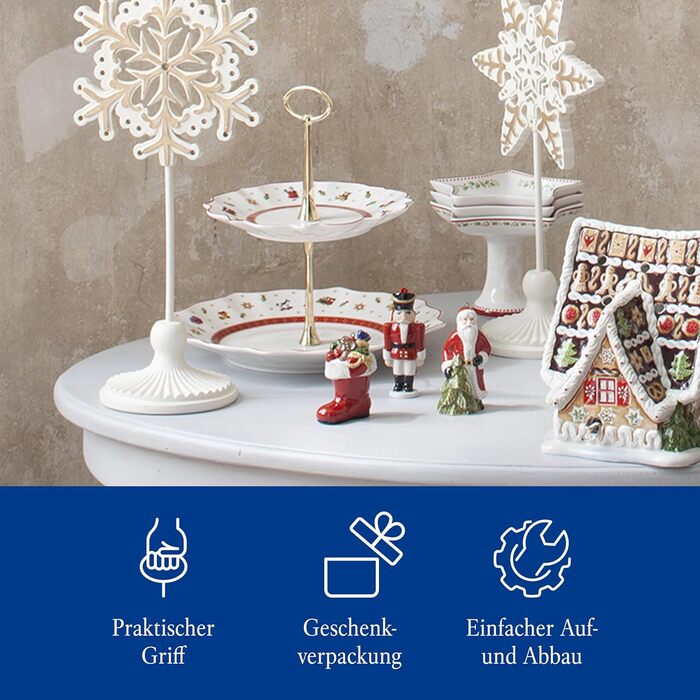 Villeroy & Boch Toy's Delight – міні етажерка для різдвяних солодощів, керамічна підставка для десертів, новорічний декор, преміум порцеляна, ідеально для буфету та подарунка