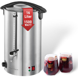 ProfiCook® Hot Beverage Machine with 7L Tank Capacity | Mulled Wine Heater with High-Quality Stainless Steel Housing | for Heating and Keeping Warm | Punch Heater for Mulled Wine, Tea & Coffee | PC-HGA 1196 (Stainless Steel 11l)