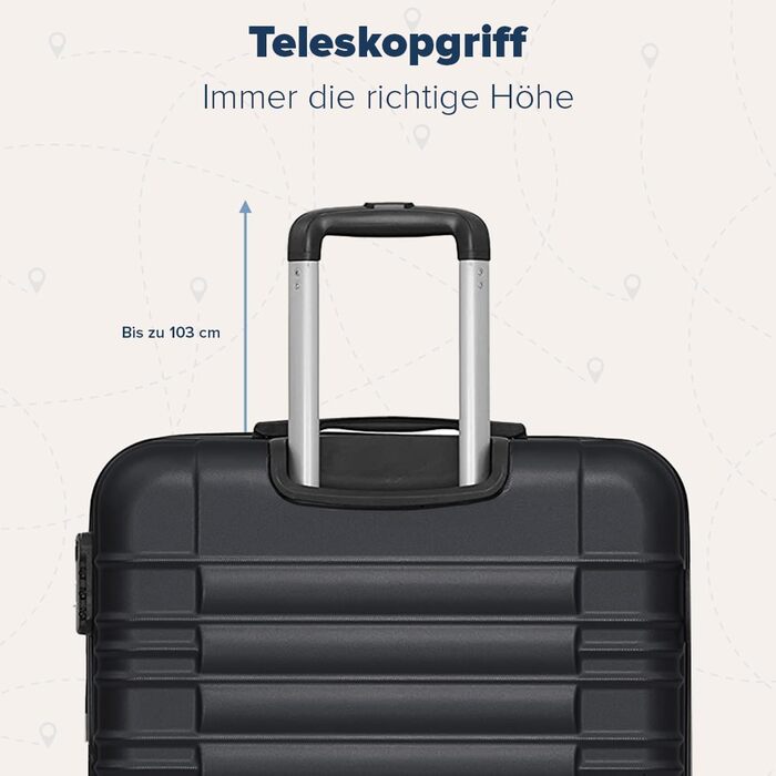 Набір валіз TRVLMORE 3 в 1: велика, середня, маленька, чорний колір. Валізи з жорстким корпусом, для подорожей, ручна поклажа 54x36x20 см.