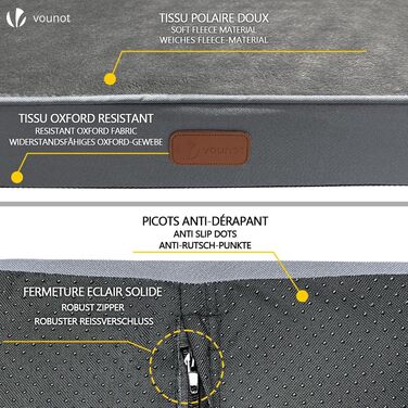 Ортопедичне ліжко для собак Vounot з знімною кулькою-матрацом, 2-в-1, для маленьких собак, миється, сірий, 76x51x9 см