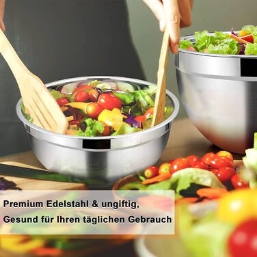 Homikit Mixing Bowls, 7-Piece Stainless Steel Bowl Set with Airtight Lid, Stackable Salad Bowl for Cooking/Baking/Serving, Dishwasher Safe, 6.5/4.5/2.7/2.5/1.5/1.2/0.7L, Khaki