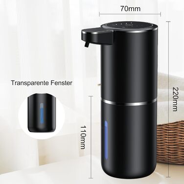 Fantictas Automatic Soap Dispenser Wall Mount with Sensor Infrared, 380ml Electric Soap Dispenser No Drilling with USB Rechargeable, IPX5 Waterproof for Bathroom Toilet Kitchen