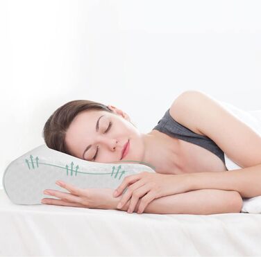 Good Night Memory Foam Cervical Orthopedic Neck Support Ergonomic Pillow Contour Groove Pillow for Neck Pain Side Sleepers (65 * 35 * 11/9)