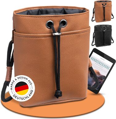 Pawz&Pawz Лекарлики для собак | Стильний аксесуар для годування, дресирування та виховання цуценят | Практичний, міцний, з дозатором для відходів | Сумка для прогулянок з собакою (Коричневий)