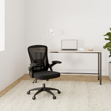 Офісний стіл з підтримкою попереку Rattantree, ергономічний, регульовані підлокітники, регульована висота, поворотний, дихаюча спинка, чорний, без підголівника