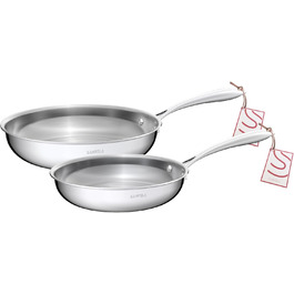 Нержавіюча сковорода з 5-шаровим покриттям, безпечна для посудомийної машини та духовки, індукційна, рівномірний розподіл тепла (24+28 см)