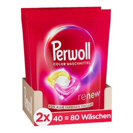 Капсули для прання кольорових речей Perwoll Renew Caps Color All-in-1, відновлення кольору та волокон, 80 прань (2 x 40 шт)
