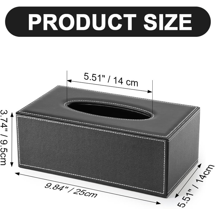 KINGFOM Коробка для косметичних серветок прямокутної форми для дому/офісу/автомобіля (Біла) (Чорна)