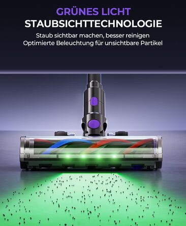 Бездротовий пилосос P9 Pro: потужний акумуляторний пилосос з LED-підсвіткою, 55KPA, 580W, 70 хвилин роботи, антизаплутувальна щітка, для підлоги, килима, шерсті тварин