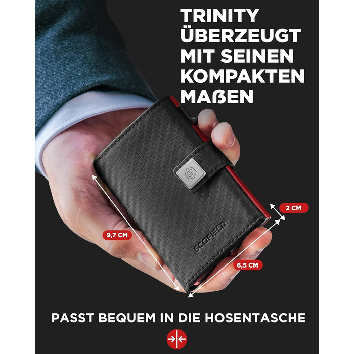 Чоловічий гаманець SF SCOFIELD з відділом для монет | Тонкий гаманець на 9-11 карт | RFID захист | Гаманець-картхолдер | Гаманець для чоловіків | Розумний гаманець | Чоловічий картхолдер | Гаманець Slim | Картодзерж з відділом для монет Mini (Carbon - Fir