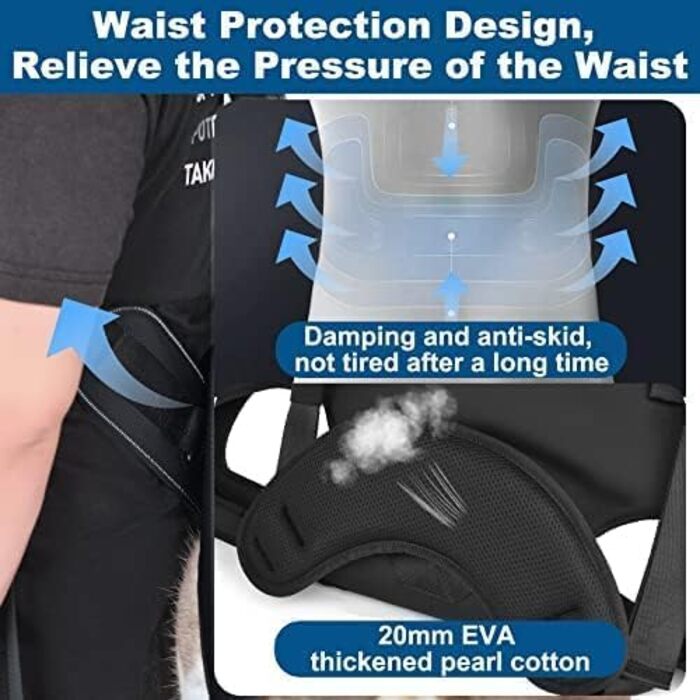 Сумка-переноска для собак великих порід Wakytu: переноска-рюкзак для собак з проблемами суглобів, травмами, літніх собак. Макс. вага 30-40 кг (3XL, чорний)