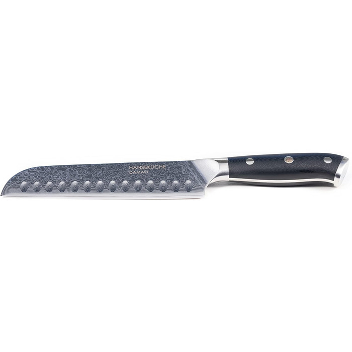 Ніж HansaKüche Santoku з дамаської сталі: професійний кухонний ніж з G10 ручкою, 67 шарів, висока якість