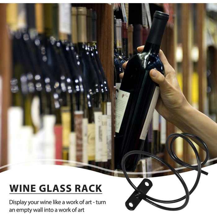 Настінна полиця для вина Happysnow (6 шт.) - органайзер для винних пляшок з металу, з кріпленням