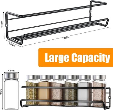 Спецівник для спецій з 24 скляних баночок та етикетками, без свердління, підвісний, для стін та шаф, органайзер для спецій, набір 4 шт. (24 баночки з нержавіючою сталлю)