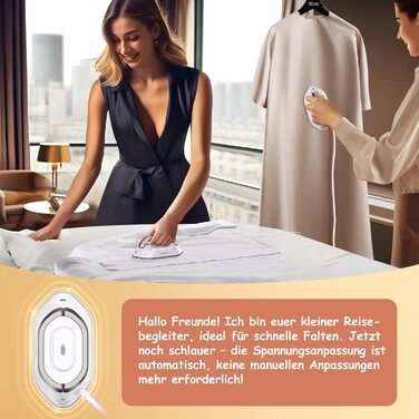 Міні-праска Newbealer для подорожей, 220V/120V, компактна праска для одягу (без пари), керамічна підошва, 150°C, з пульверизатором, чохлом та підставкою (срібна)