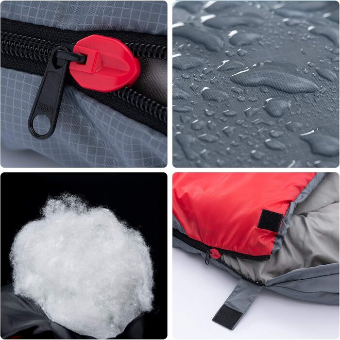 Сплячий мішок BISINNA 4 сезони, 1.9 кг, водонепроникний, для дорослих, чоловіків та жінок, кемпінг, піші прогулянки, сірий колір