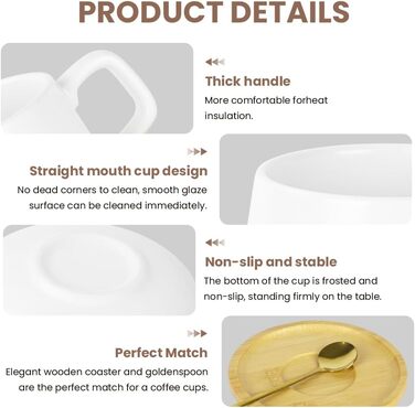 Набір кавових чашок капучіно з блюдцем, 4 шт. (320 мл) з кераміки, чорний колір