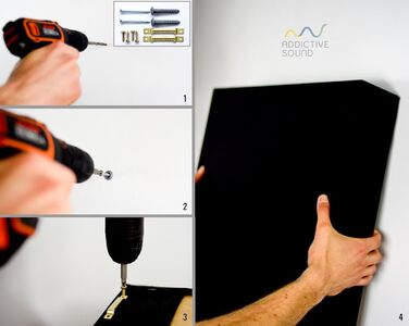 Акустична панель Addictive Sound Schallabsorber Wand Standard для стін та стелі, звукопоглинаюча панель класу A зі звукоізоляційною ватою, 100x50x11 см, світло-сірий