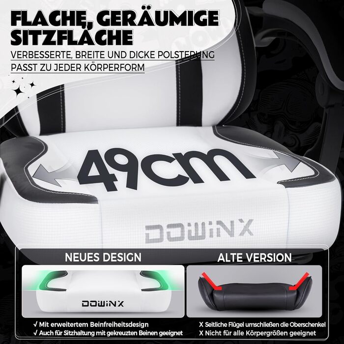 Ігровий крісло Dowinx з підніжкою, ергономічний, з дизайном лапок кота, сірий, для дорослих