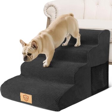 Сходинки для собак: 3 сходинки, 40 см, чорного кольору. Зручна рамна сходинка для собак, з миючим покриттям та протиковзкою поверхнею. Ідеально підходить для ліжка та дивану.