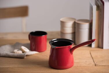 Riess, 0543-020, Flötenkessel Plus, CLASSIC - COLOR ROT, Diameter 18 cm, Height 21.7 cm, Capacity 2 liters, Enamel, 3-fold enamelled, red/black, Induction 21.7 cm Red
