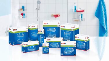 Полиця для душу tesa Baath Plus, хром, екстраглибока, з клейким кріпленням, 117x250x125 мм