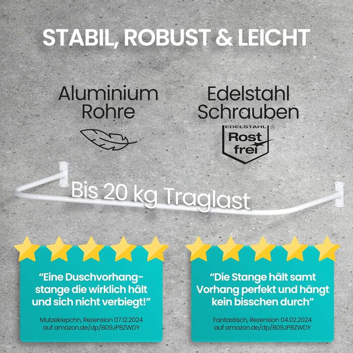Штанга для душу без свердління з 12 кільцями - телескопічна сталева штанга 120-215 см для ванни та душу (біла)