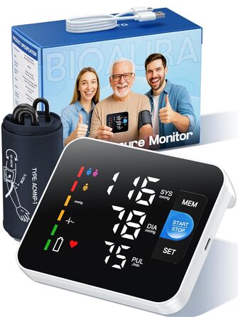 Тонометр на плече Oberarm з голосовим оповіщенням, LED-дисплеєм, для обхвату плеча 22-42 см, пам'ять на 3 користувача, зарядка Type-C, чорний