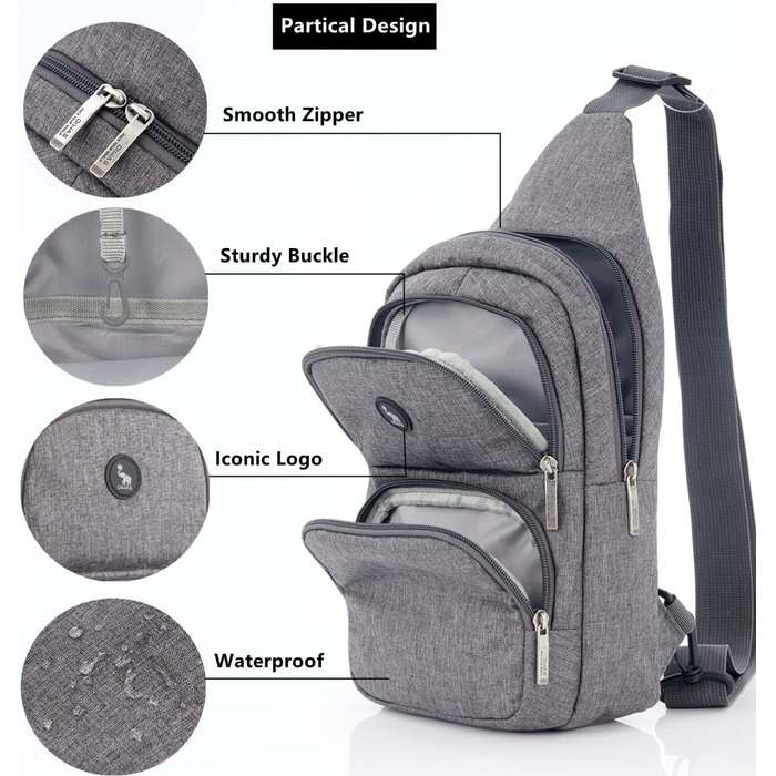 Чоловіча нагрудна сумка Olwas Brusttasche - сіра, для туризму та активного відпочинку